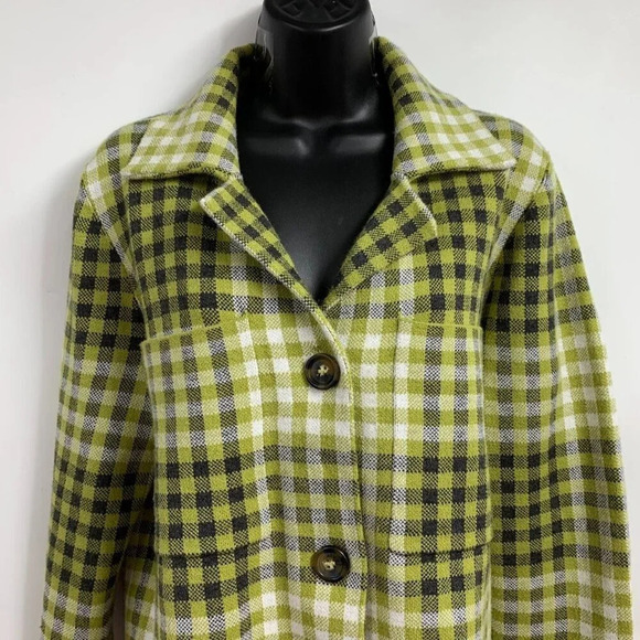 Rachel Roy Women's Plaid Check Rayon 3 Button Long Sleeve Jacket Size L - Picture 4 of 13